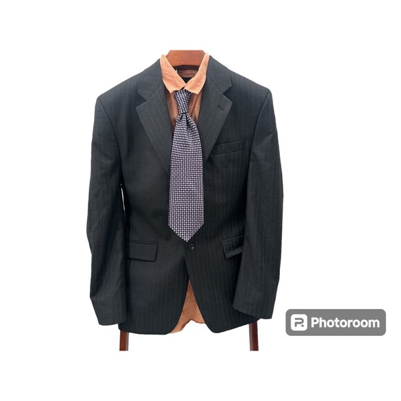 Ralph Lauren Blazer Mens Sport Coat Jacket 40R Gray Pinstripe 2 Button 100% Wool - Picture 1 of 13